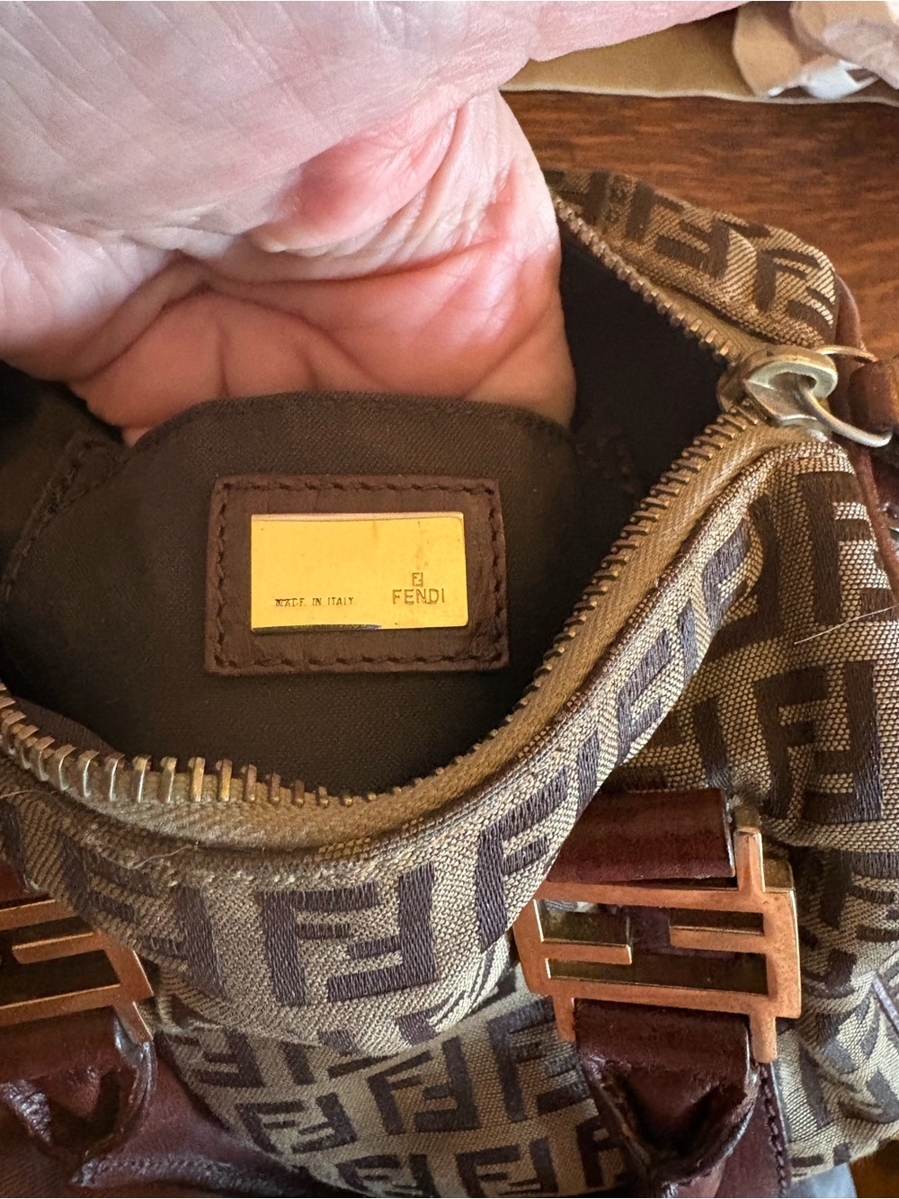 Fendi Small Zucchino Zucca Canvas Forever Bauletto Boston Bag Excellent - Picture 11 of 12